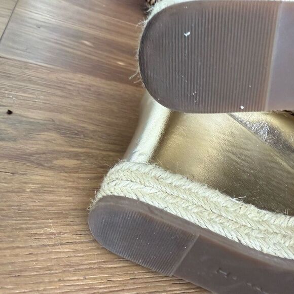 H by Halston Gold Leather Stella Slingback Wedge Sandal 7 - Picture 9 of 10